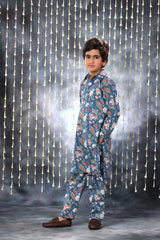 Blue Jaipuri Handblock Floral Single Print Co-ord Kurta Set