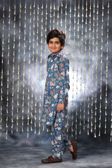 Blue Jaipuri Handblock Floral Single Print Co-ord Kurta Set