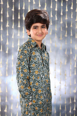 Grey Jaipuri Handblock Floral Single Print Co-ord Kurta Set