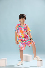 Abstract Print Boys Co-ord Set with Shorts