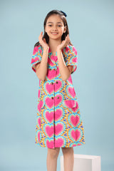 Heart Print Short Dress