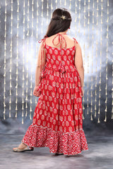 Red Jaipuri Double Print Maxi Dress Only