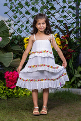 Floral Embroidery Tiered Dress