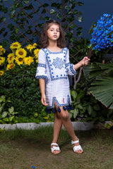 Floral Motif Embroidery Short Cotton Dress