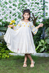 Sunflower Embroidery Tiered Dress