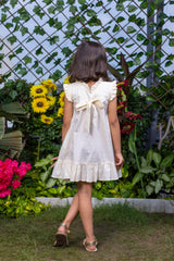 Big Flower Embroidery Beige Dress