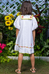 Chelsea Collar Floral Embroidery White Dress