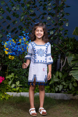 Floral Motif Embroidery Short Cotton Dress