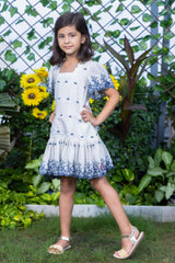 Schiffli Embroidery A-Line Tiered Dress
