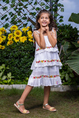 Floral Embroidery Tiered Dress