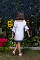 Floral Motif Embroidery Short Cotton Dress
