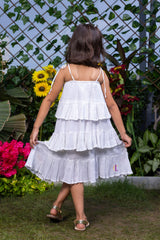 Floral Embroidery Tiered Dress