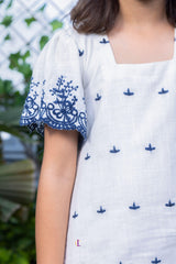 Schiffli Embroidery A-Line Tiered Dress