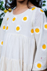 Sunflower Embroidery Tiered Dress