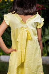 Big Flower Embroidery Yellow Dress
