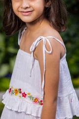 Floral Embroidery Tiered Dress