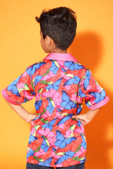 BUTTERFLY PINK TRIM CASUAL SHIRT