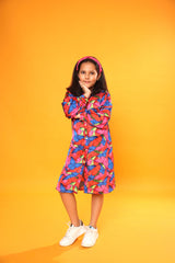 BUTTERFLY PRINT FULL SLEEVE SHIRT DRESS