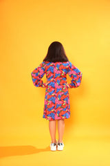 BUTTERFLY PRINT FULL SLEEVE SHIRT DRESS