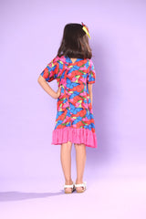 BUTTERFLY PRINT TIERED DRESS