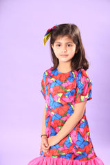 BUTTERFLY PRINT TIERED DRESS