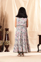 Navy Blue Embellished Kurta and Pant with Printed Shrug
