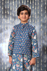 Blue Jaipuri Buti Print Jacket Only