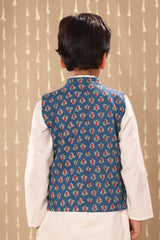 Blue Jaipuri Buti Print Jacket Only
