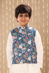 Blue Jaipuri Floral Print Jacket Only