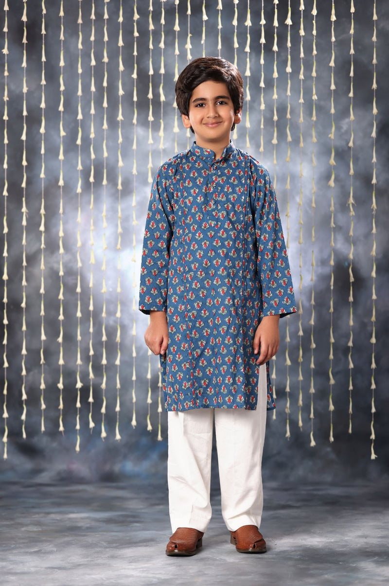 Blue Jaipuri Handblock Print Co-ord Kurta Set