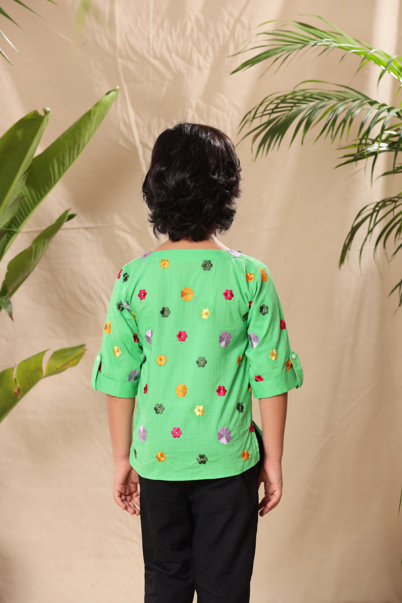 Green Floral Kurta Shirt