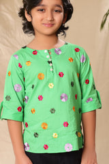 Green Floral Kurta Shirt