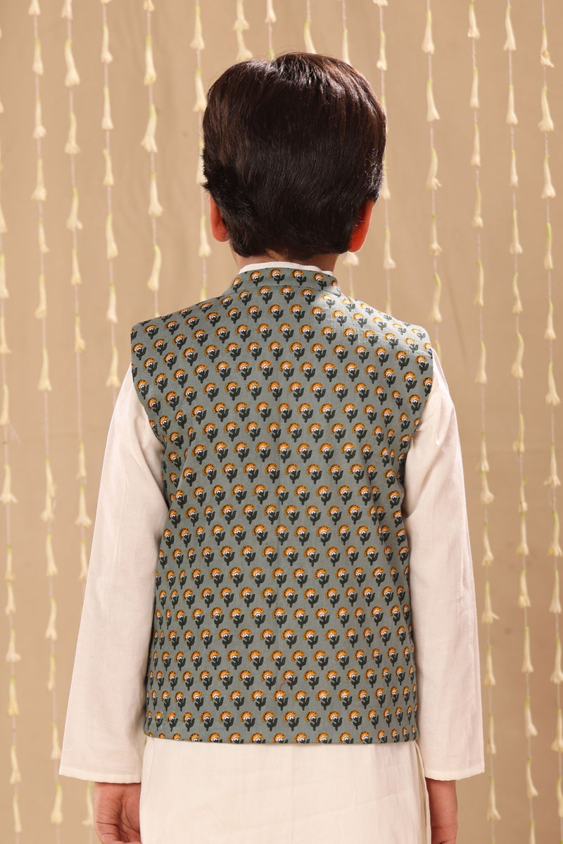 Grey Jaipuri Buti Print Jacket Only