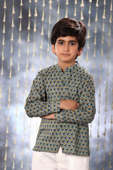 Grey Jaipuri Handblock Print Shirt with Pant