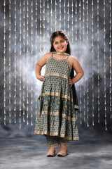 Grey Jaipuri Tiered Double Print Sleeveless Maxi Dress Only