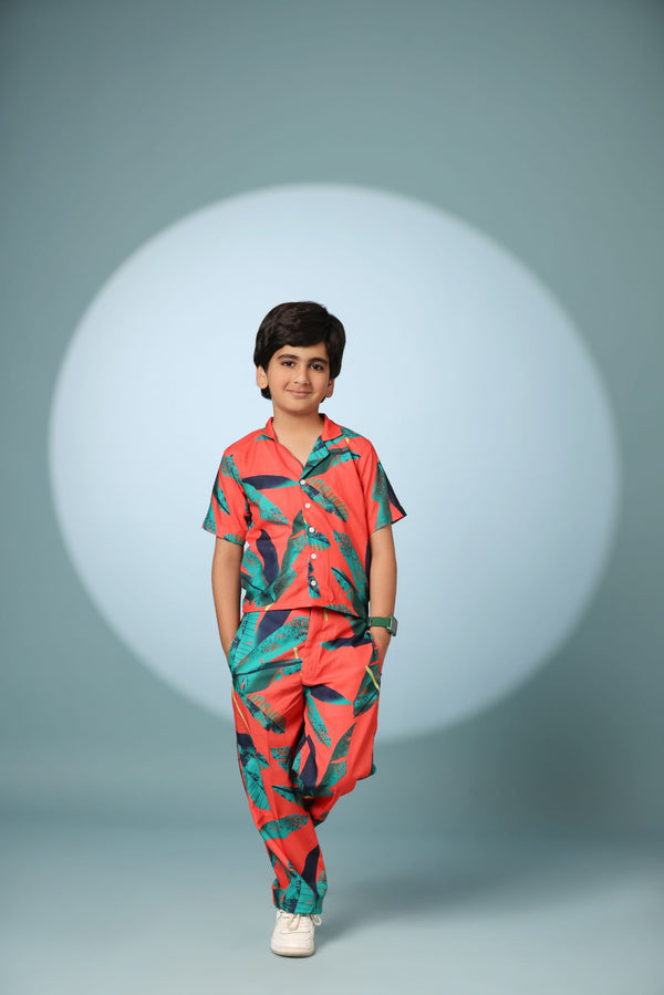Leaf Print Boys Co-ord Set with Pants