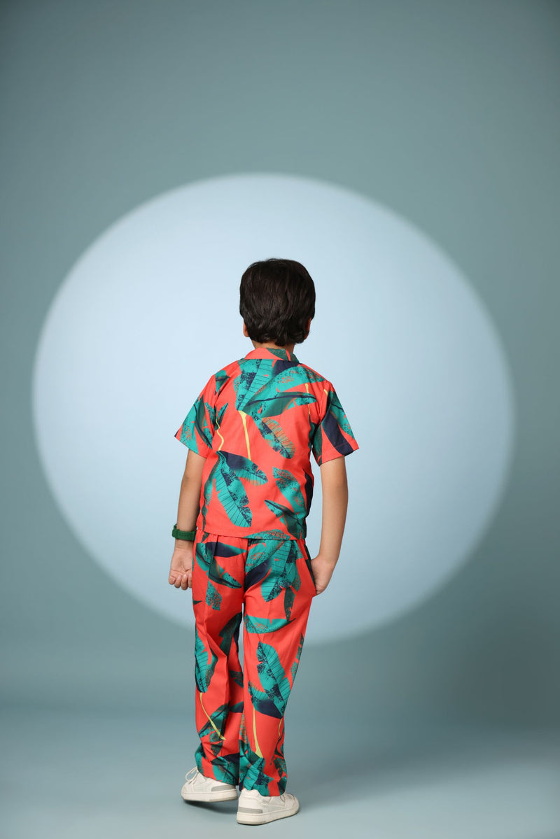 Leaf Print Boys Co-ord Set with Pants
