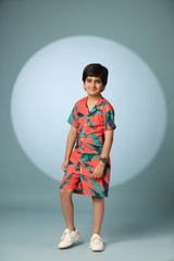 Leaf Print Boys Co-ord Set with Shorts