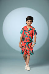 Leaf Print Boys Co-ord Set with Shorts