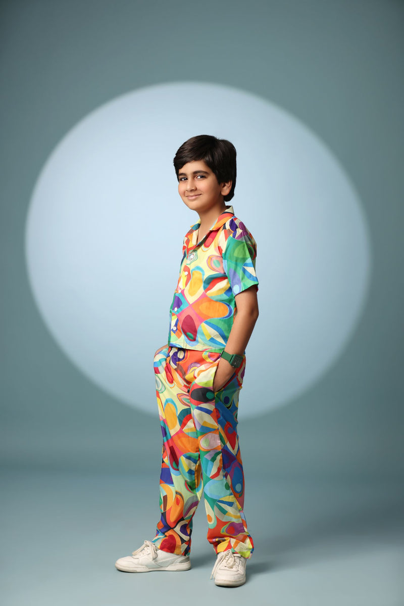 Abstract Print Boys Co-ord Set with Pants