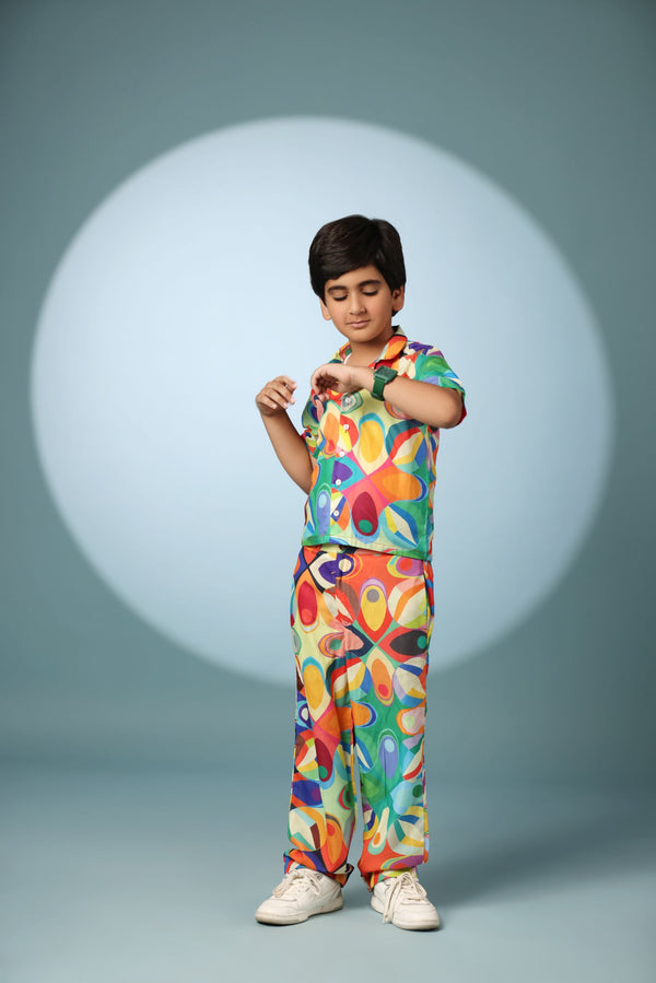 Abstract Print Boys Co-ord Set with Pants