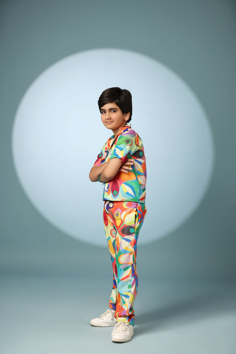 Abstract Print Boys Co-ord Set with Pants