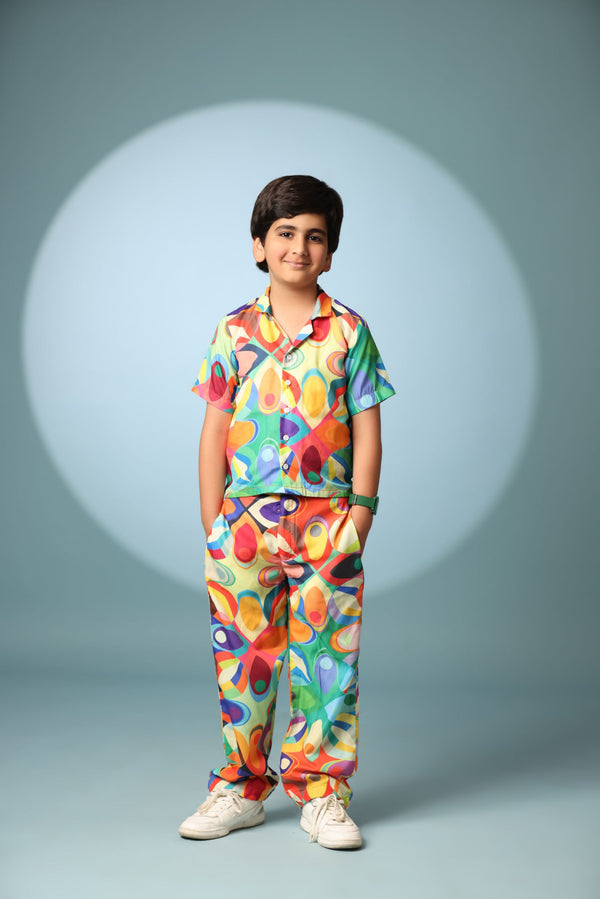 Abstract Print Boys Co-ord Set with Pants