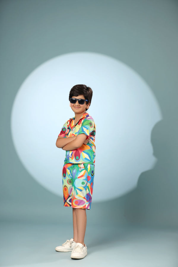 Abstract Print Boys Co-ord Set with Shorts