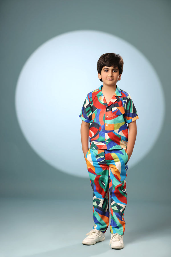 Bird Print Boys Co-ord Set with Pants