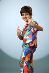 Bird Print Boys Co-ord Set with Pants