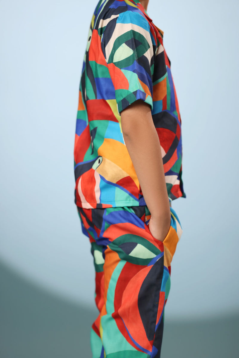 Bird Print Boys Co-ord Set with Pants