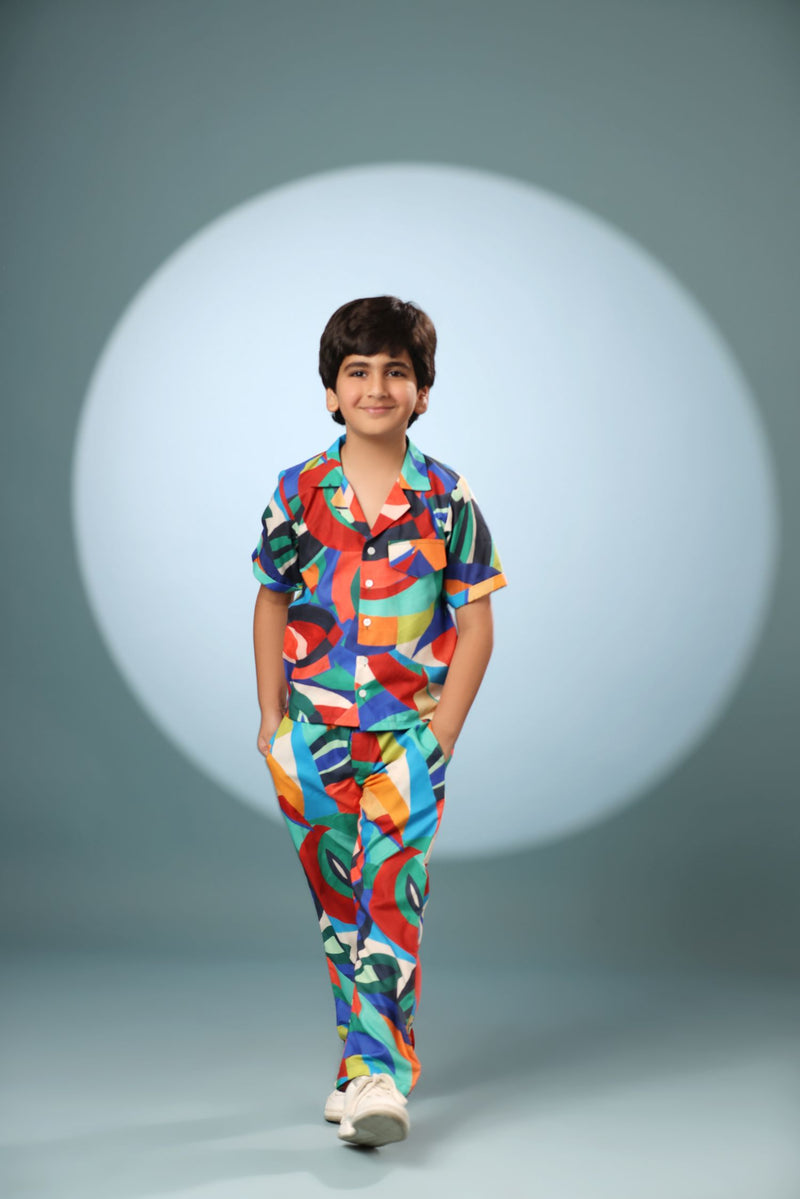 Bird Print Boys Co-ord Set with Pants