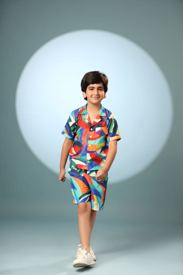 Bird Print Boys Co-ord Set with Shorts