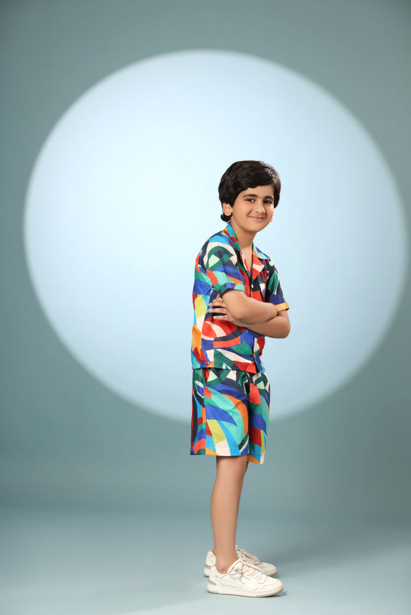Bird Print Boys Co-ord Set with Shorts
